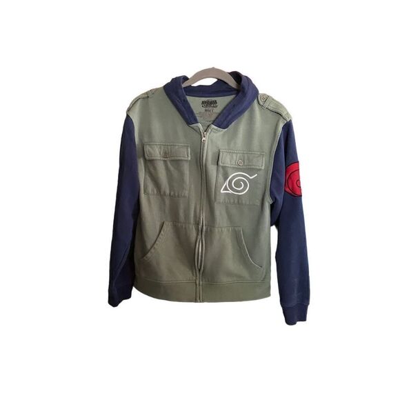 Naruto Shippuden Kakashi cosplay military fleece zip up hoodie sweatshirt S/S - Picture 6 of 11